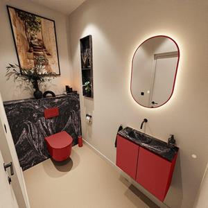 Mondiaz TURE-DLUX 60cm toiletmeubel Fire. EDEN wastafel Lava positie links. Zonder kraangat. TUREDX60FIRL0LAV