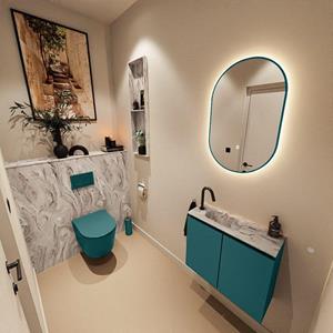 Mondiaz TURE-DLUX 60cm toiletmeubel Smag. EDEN wastafel Glace positie links. Met 1 kraangat. TUREDX60SMAL1GLA