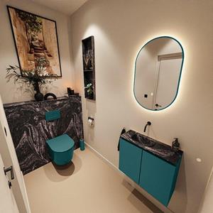 Mondiaz TURE-DLUX 60cm toiletmeubel Smag. EDEN wastafel Lava positie links. Zonder kraangat. TUREDX60SMAL0LAV