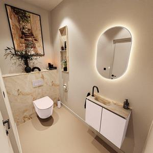 Mondiaz TURE-DLUX 60cm toiletmeubel Rosee. EDEN wastafel Frappe positie links. Met 1 kraangat. TUREDX60ROSL1FRA