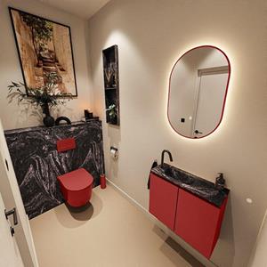 Mondiaz TURE-DLUX 60cm toiletmeubel Fire. EDEN wastafel Lava positie links. Met 1 kraangat. TUREDX60FIRL1LAV