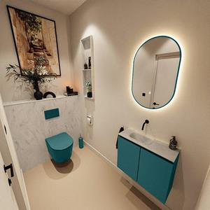 Mondiaz TURE-DLUX 60cm toiletmeubel Smag. EDEN wastafel Opalo positie links. Zonder kraangat. TUREDX60SMAL0OPA