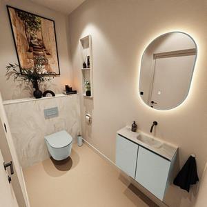 Mondiaz TURE-DLUX 60cm toiletmeubel Greey. EDEN wastafel Ostra positie rechts. Zonder kraangat. TUREDX60GRER0OST