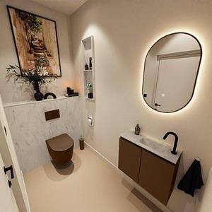 Mondiaz TURE-DLUX 60cm toiletmeubel Rust. EDEN wastafel Opalo positie rechts. Met 1 kraangat. TUREDX60RUSR1OPA
