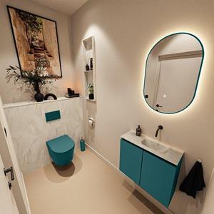 Mondiaz TURE-DLUX 60cm toiletmeubel Smag. EDEN wastafel Ostra positie rechts. Zonder kraangat. TUREDX60SMAR0OST