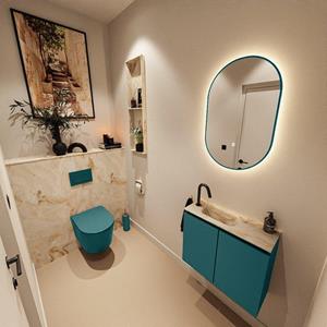 Mondiaz TURE-DLUX 60cm toiletmeubel Smag. EDEN wastafel Frappe positie links. Met 1 kraangat. TUREDX60SMAL1FRA