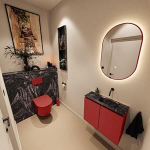 Mondiaz TURE-DLUX 60cm toiletmeubel Fire. EDEN wastafel Lava positie rechts. Zonder kraangat. TUREDX60FIRR0LAV