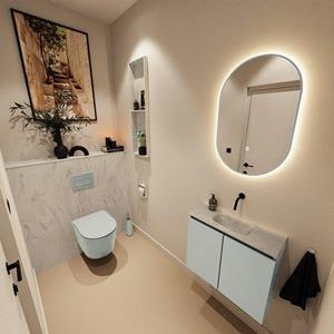 Mondiaz TURE-DLUX 60cm toiletmeubel Greey. EDEN wastafel Opalo positie midden. Zonder kraangat. TUREDX60GREM0OPA