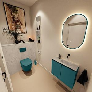 Mondiaz TURE-DLUX 60cm toiletmeubel Smag. EDEN wastafel Opalo positie rechts. Zonder kraangat. TUREDX60SMAR0OPA