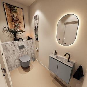 Mondiaz TURE-DLUX 60cm toiletmeubel Smoke. EDEN wastafel Glace positie midden. Met 1 kraangat. TUREDX60SMOM1GLA