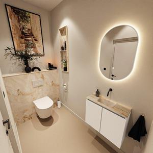 Mondiaz TURE-DLUX 60cm toiletmeubel Talc. EDEN wastafel Frappe positie midden. Zonder kraangat. TUREDX60TALM0FRA