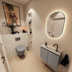 Mondiaz TURE-DLUX 60cm toiletmeubel Smoke. EDEN wastafel Ostra positie midden. Met 1 kraangat. TUREDX60SMOM1OST