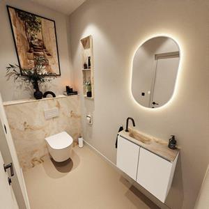 Mondiaz TURE-DLUX 60cm toiletmeubel Talc. EDEN wastafel Frappe positie links. Met 1 kraangat. TUREDX60TALL1FRA