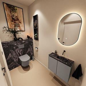 Mondiaz TURE-DLUX 60cm toiletmeubel Smoke. EDEN wastafel Lava positie rechts. Zonder kraangat. TUREDX60SMOR0LAV