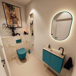 Mondiaz TURE-DLUX 60cm toiletmeubel Smag. EDEN wastafel Frappe positie rechts. Met 1 kraangat. TUREDX60SMAR1FRA