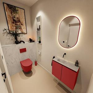 Mondiaz TURE-DLUX 60cm toiletmeubel Fire. EDEN wastafel Opalo positie links. Zonder kraangat. TUREDX60FIRL0OPA