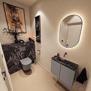 Mondiaz TURE-DLUX 60cm toiletmeubel Smoke. EDEN wastafel Lava positie midden. Zonder kraangat. TUREDX60SMOM0LAV