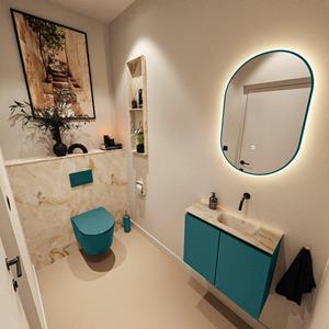 Mondiaz TURE-DLUX 60cm toiletmeubel Smag. EDEN wastafel Frappe positie rechts. Zonder kraangat. TUREDX60SMAR0FRA