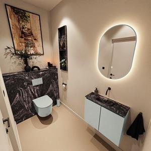 Mondiaz TURE-DLUX 60cm toiletmeubel Greey. EDEN wastafel Lava positie midden. Zonder kraangat. TUREDX60GREM0LAV