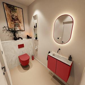 Mondiaz TURE-DLUX 60cm toiletmeubel Fire. EDEN wastafel Ostra positie links. Zonder kraangat. TUREDX60FIRL0OST
