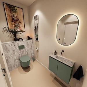 Mondiaz TURE-DLUX 60cm toiletmeubel Army. EDEN wastafel Glace positie midden. Zonder kraangat. TUREDX60ARMM0GLA