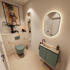 Mondiaz TURE-DLUX 60cm toiletmeubel Army. EDEN wastafel Frappe positie links. Met 1 kraangat. TUREDX60ARML1FRA