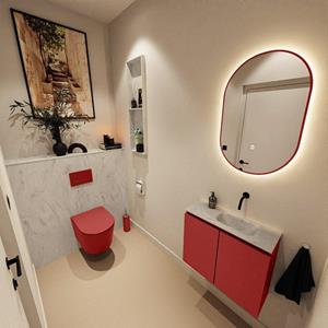 Mondiaz TURE-DLUX 60cm toiletmeubel Fire. EDEN wastafel Opalo positie rechts. Zonder kraangat. TUREDX60FIRR0OPA