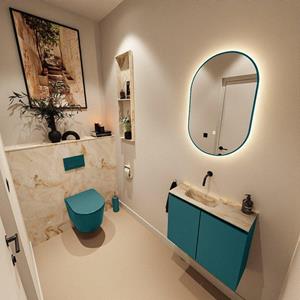 Mondiaz TURE-DLUX 60cm toiletmeubel Smag. EDEN wastafel Frappe positie links. Zonder kraangat. TUREDX60SMAL0FRA