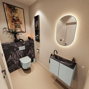 Mondiaz TURE-DLUX 60cm toiletmeubel Greey. EDEN wastafel Lava positie links. Met 1 kraangat. TUREDX60GREL1LAV
