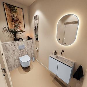 Mondiaz TURE-DLUX 60cm toiletmeubel Clay. EDEN wastafel Glace positie midden. Zonder kraangat. TUREDX60CLAM0GLA