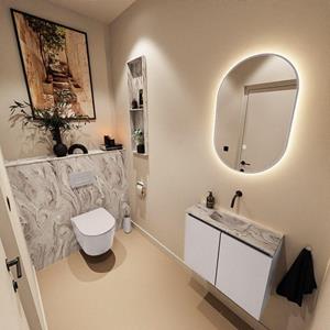 Mondiaz TURE-DLUX 60cm toiletmeubel Cale. EDEN wastafel Glace positie midden. Zonder kraangat. TUREDX60CALM0GLA