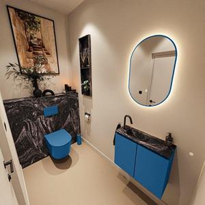 Mondiaz TURE-DLUX 60cm toiletmeubel Jeans. EDEN wastafel Lava positie links. Met 1 kraangat. TUREDX60JEAL1LAV
