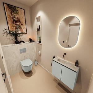 Mondiaz TURE-DLUX 60cm toiletmeubel Greey. EDEN wastafel Ostra positie links. Zonder kraangat. TUREDX60GREL0OST