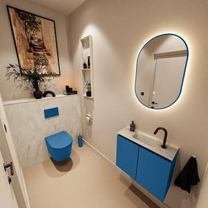 Mondiaz TURE-DLUX 60cm toiletmeubel Jeans. EDEN wastafel Ostra positie midden. Met 1 kraangat. TUREDX60JEAM1OST