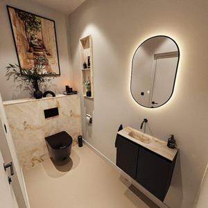 Mondiaz TURE-DLUX 60cm toiletmeubel Urban. EDEN wastafel Frappe positie links. Zonder kraangat. TUREDX60URBL0FRA
