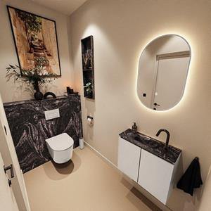Mondiaz TURE-DLUX 60cm toiletmeubel Linen. EDEN wastafel Lava positie midden. Met 1 kraangat. TUREDX60LINM1LAV