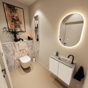 Mondiaz TURE-DLUX 60cm toiletmeubel Talc. EDEN wastafel Glace positie rechts. Met 1 kraangat. TUREDX60TALR1GLA