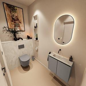 Mondiaz TURE-DLUX 60cm toiletmeubel Smoke. EDEN wastafel Ostra positie links. Zonder kraangat. TUREDX60SMOL0OST