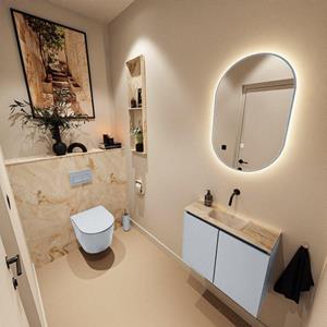 Mondiaz TURE-DLUX 60cm toiletmeubel Clay. EDEN wastafel Frappe positie midden. Zonder kraangat. TUREDX60CLAM0FRA