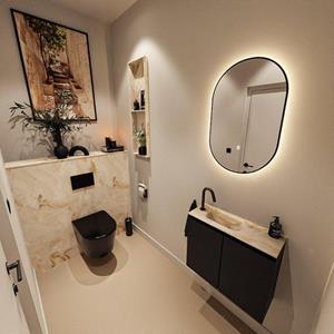 Mondiaz TURE-DLUX 60cm toiletmeubel Urban. EDEN wastafel Frappe positie links. Met 1 kraangat. TUREDX60URBL1FRA