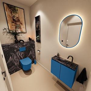 Mondiaz TURE-DLUX 60cm toiletmeubel Jeans. EDEN wastafel Lava positie midden. Met 1 kraangat. TUREDX60JEAM1LAV