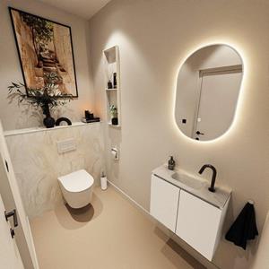 Mondiaz TURE-DLUX 60cm toiletmeubel Talc. EDEN wastafel Ostra positie midden. Met 1 kraangat. TUREDX60TALM1OST