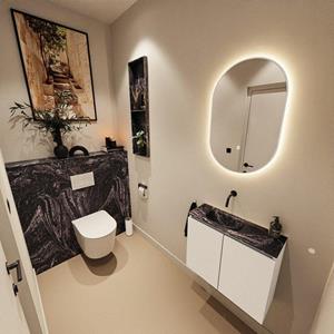 Mondiaz TURE-DLUX 60cm toiletmeubel Talc. EDEN wastafel Lava positie links. Zonder kraangat. TUREDX60TALL0LAV