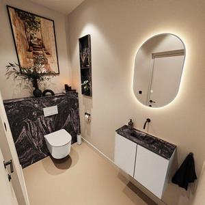 Mondiaz TURE-DLUX 60cm toiletmeubel Linen. EDEN wastafel Lava positie midden. Zonder kraangat. TUREDX60LINM0LAV