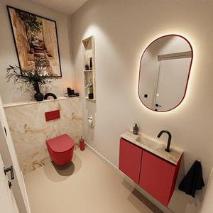 Mondiaz TURE-DLUX 60cm toiletmeubel Fire. EDEN wastafel Frappe positie midden. Met 1 kraangat. TUREDX60FIRM1FRA