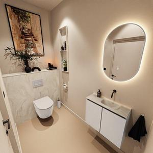Mondiaz TURE-DLUX 60cm toiletmeubel Linen. EDEN wastafel Ostra positie rechts. Zonder kraangat. TUREDX60LINR0OST