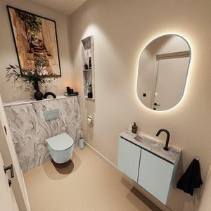 Mondiaz TURE-DLUX 60cm toiletmeubel Greey. EDEN wastafel Glace positie midden. Met 1 kraangat. TUREDX60GREM1GLA