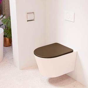Mondiaz LAVIE wandclosetpack - 36x53cm - diepspoel - rimless - Rosee (roze) - softclose - quick-release - toiletzitting - Rust (rood) LAVIEsetRosRus