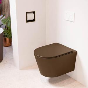 Mondiaz LAVIE wandclosetpack - 36x53cm - diepspoel - rimless - Rust (bruin) - softclose - quick-release - toiletzitting - Rust (rood) LAVIEsetRusRus
