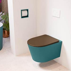 Mondiaz LAVIE wandclosetpack - 36x53cm - diepspoel - rimless - Smag (blauw) - softclose - quick-release - toiletzitting - Rust (rood) LAVIEsetSmaRus